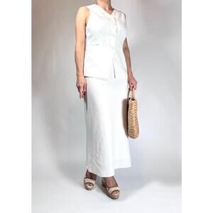 NEW! Women's Joie White Linen Blend Vest and Skirt Set